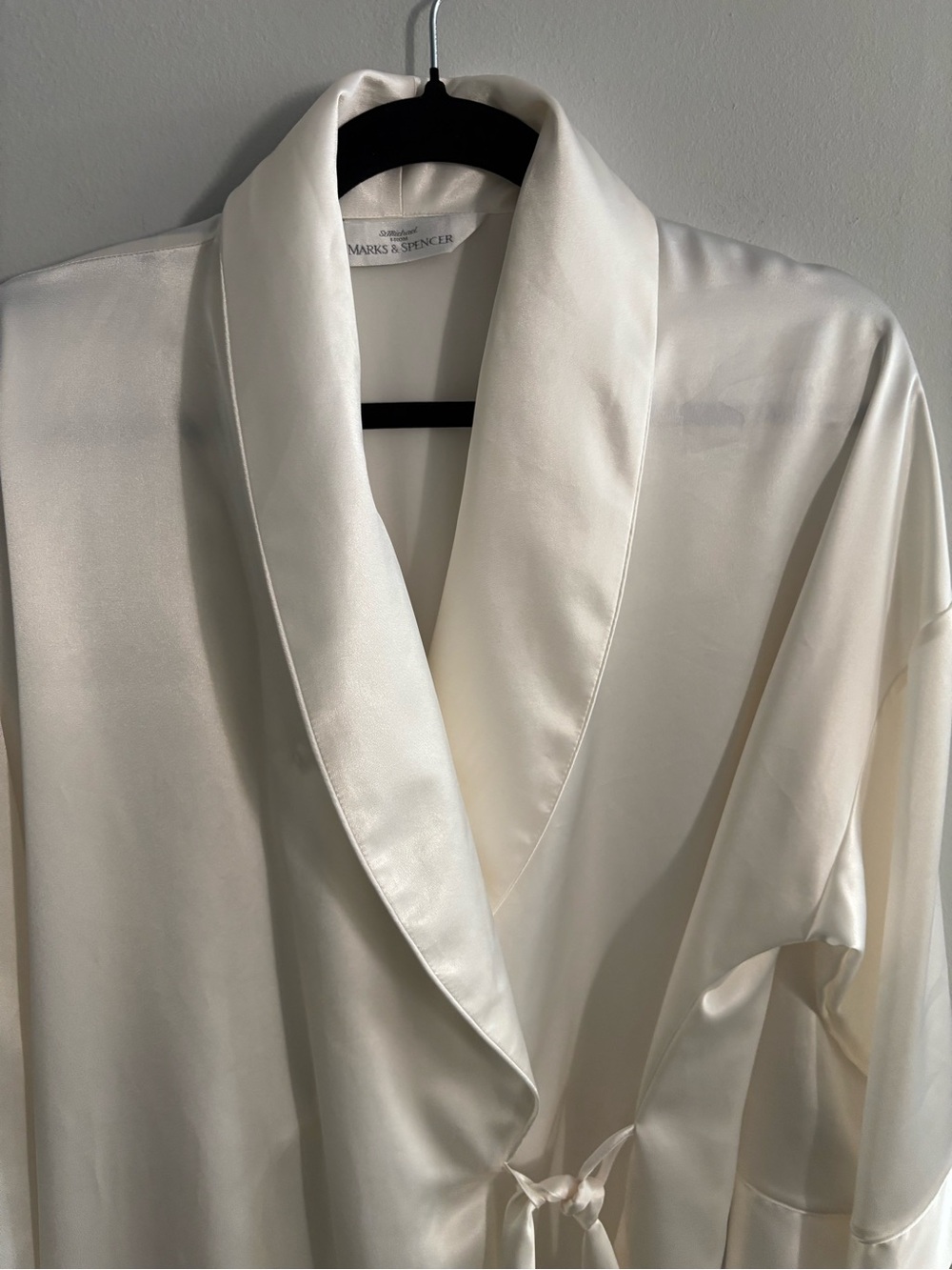 Wedding Robe Vintage St Michael Marks Spencer Satin Kimono Wrap Ivory Cream Luxe